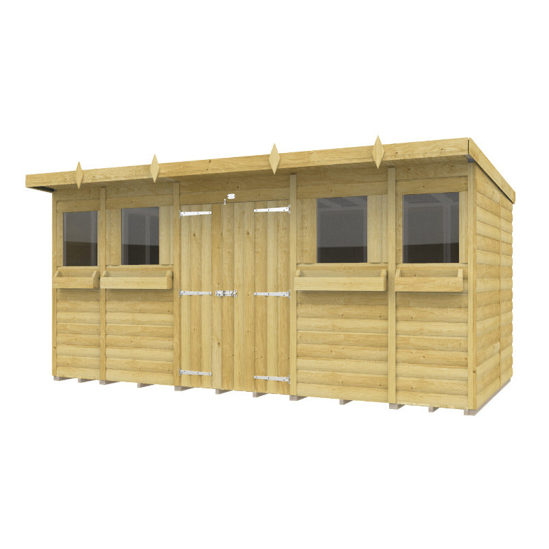 Holt 14' x 7' Handsworth Loglap Pressure Treated Pent Summer Shed | Sheds.co.uk