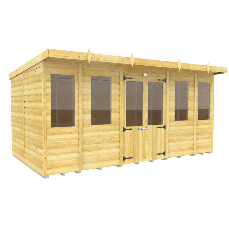 Holt 14' x 8' Alexander Loglap Pressure Treated Pent Summer House | Sheds.co.uk