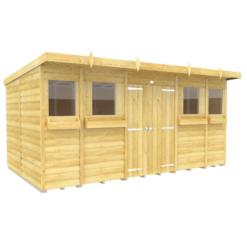 Holt 14' x 8' Handsworth Loglap Pressure Treated Pent Summer Shed | Sheds.co.uk