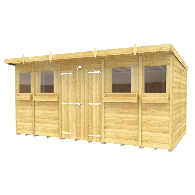 Holt 14' x 8' Handsworth Loglap Pressure Treated Pent Summer Shed | Sheds.co.uk