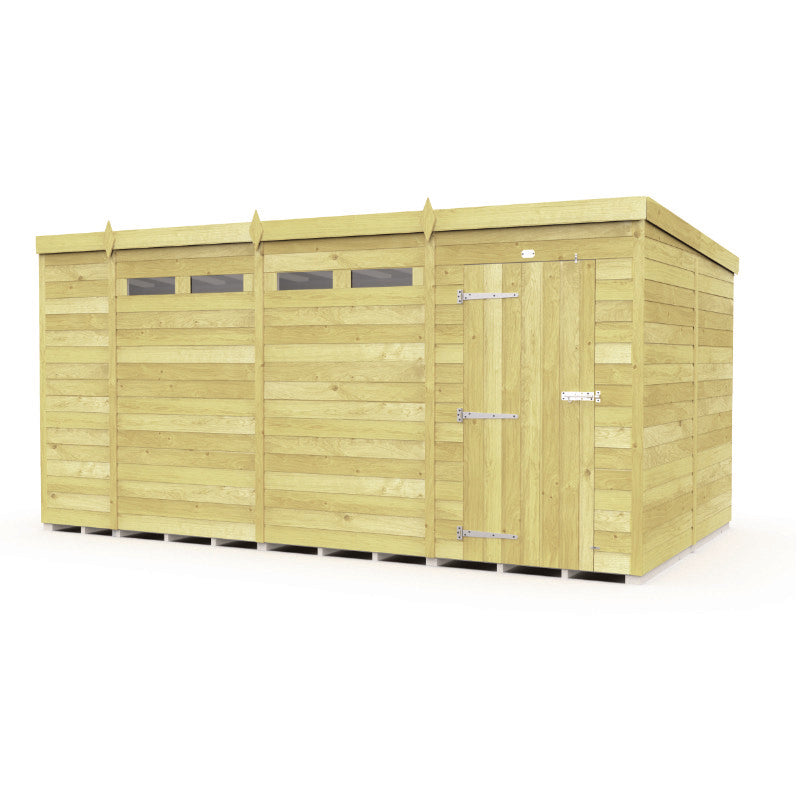 Holt 14' x 8' Pressure Treated Shiplap Modular Pent Security Shed | Sheds.co.uk