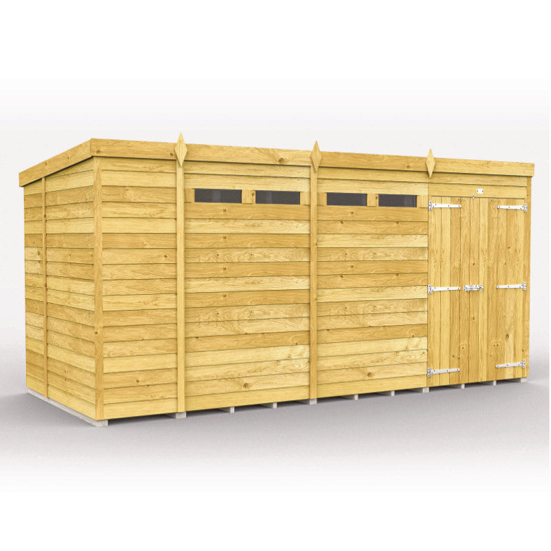 Holt 15' x 7' Pressure Treated Shiplap Modular Pent Security Shed | Sheds.co.uk