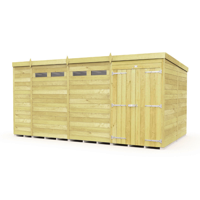 Holt 15' x 8' Pressure Treated Shiplap Modular Pent Security Shed | Sheds.co.uk