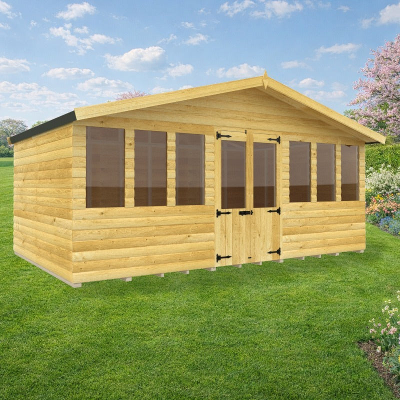 Holt 16' x 10' Ultimate Loglap Pressure Treated Summer House With Installation | Sheds.co.uk
