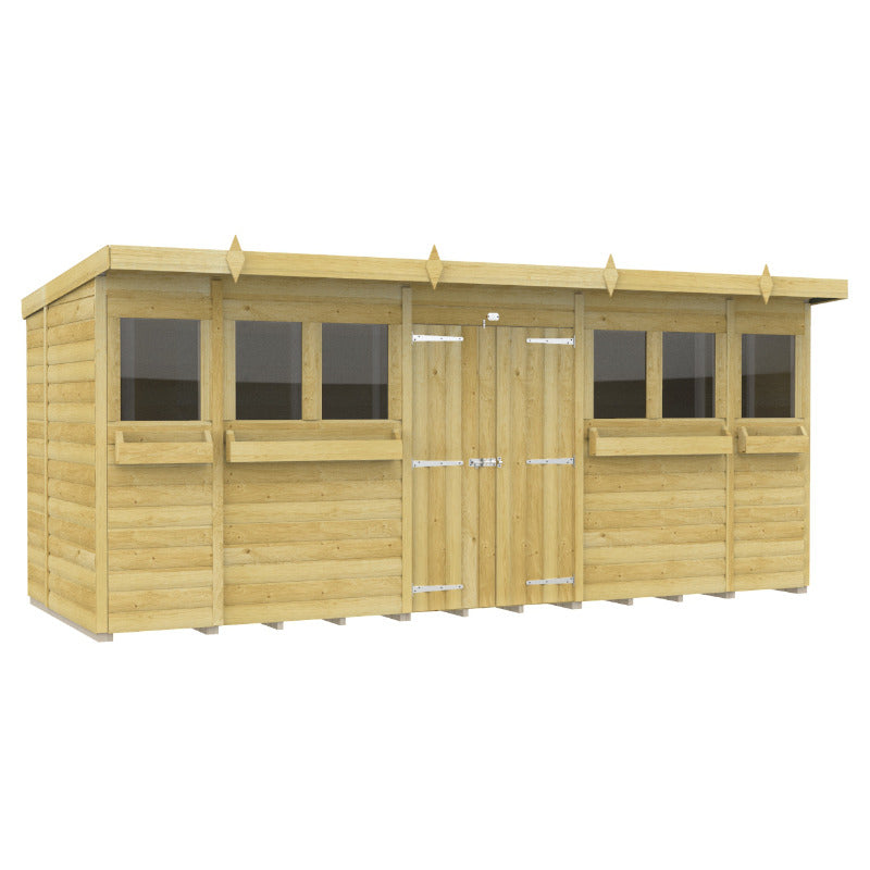 Holt 16' x 6' Handsworth Loglap Pressure Treated Pent Summer Shed | Sheds.co.uk