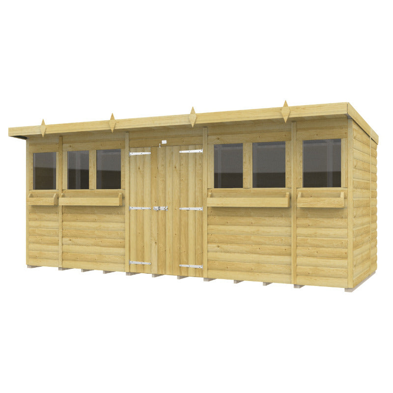 Holt 16' x 6' Handsworth Loglap Pressure Treated Pent Summer Shed | Sheds.co.uk