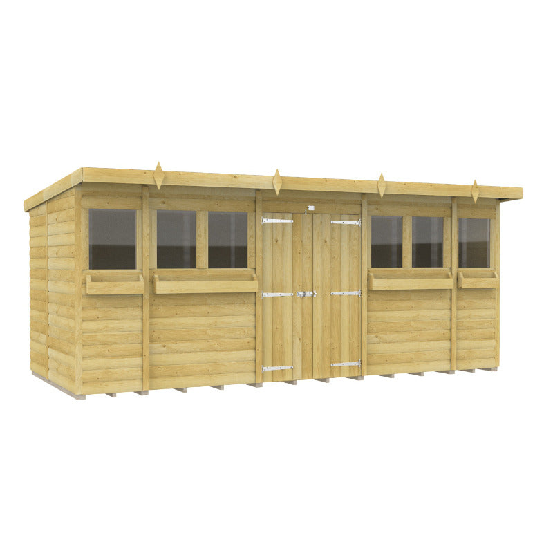 Holt 16' x 7' Handsworth Loglap Pressure Treated Pent Summer Shed | Sheds.co.uk