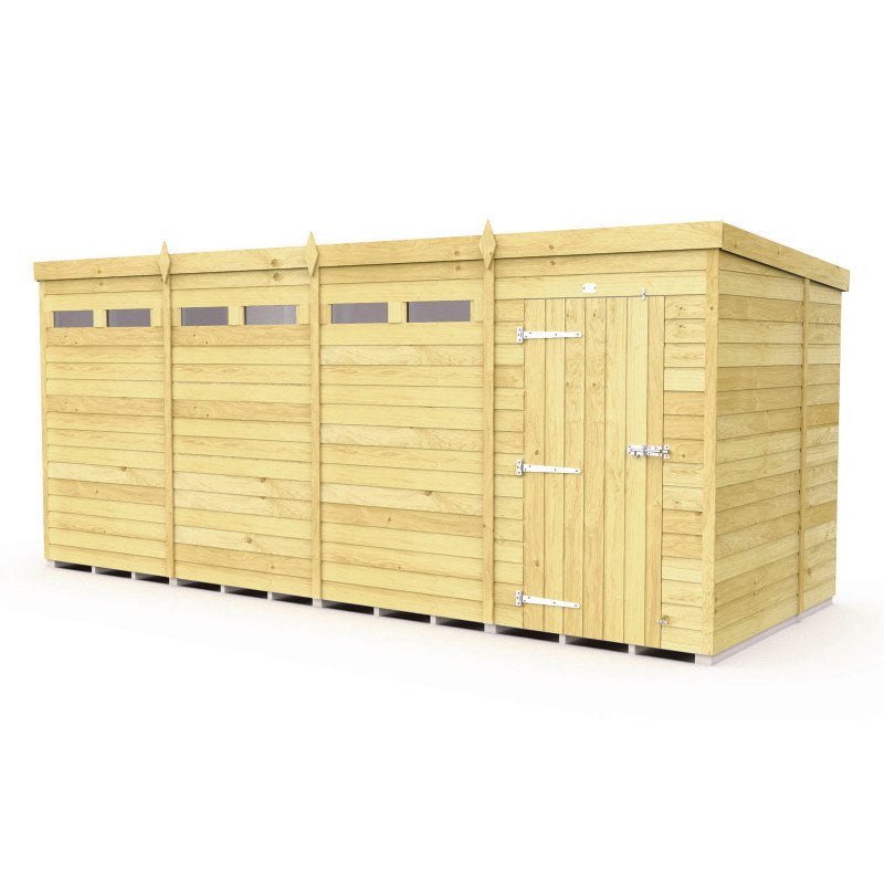 Holt 16' x 7' Pressure Treated Shiplap Modular Pent Security Shed | Sheds.co.uk