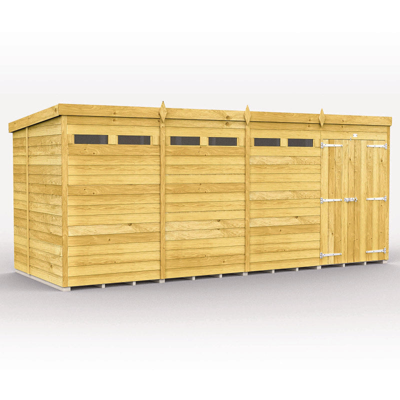 Holt 16' x 7' Pressure Treated Shiplap Modular Pent Security Shed | Sheds.co.uk