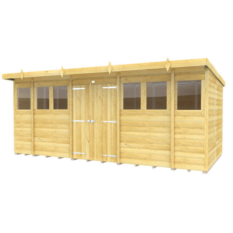 Holt 16' x 8' Handsworth Loglap Pressure Treated Pent Summer Shed | Sheds.co.uk