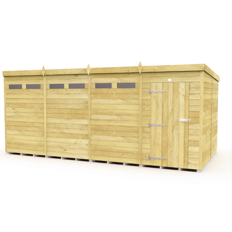 Holt 16' x 8' Pressure Treated Shiplap Modular Pent Security Shed | Sheds.co.uk