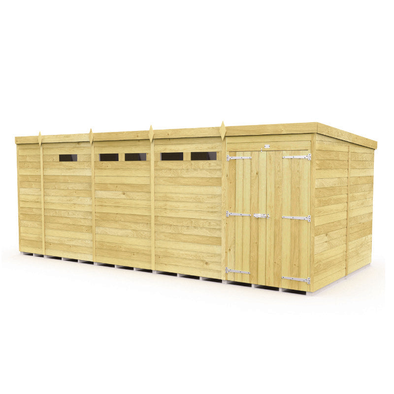 Holt 17' x 8' Pressure Treated Shiplap Modular Pent Security Shed | Sheds.co.uk