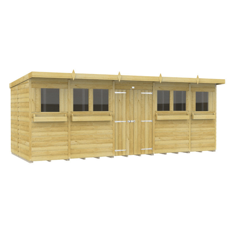 Holt 18' x 7' Handsworth Loglap Pressure Treated Pent Summer Shed | Sheds.co.uk