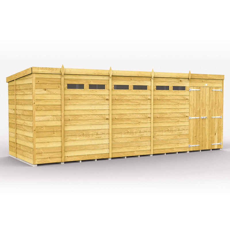 Holt 18' x 7' Pressure Treated Shiplap Modular Pent Security Shed | Sheds.co.uk