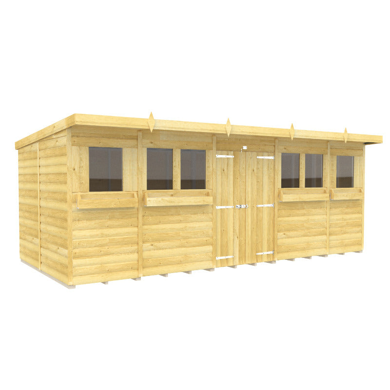Holt 18' x 8' Handsworth Loglap Pressure Treated Pent Summer Shed | Sheds.co.uk