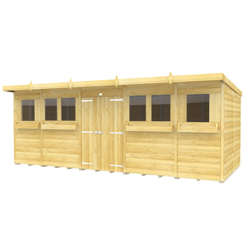 Holt 18' x 8' Handsworth Loglap Pressure Treated Pent Summer Shed | Sheds.co.uk