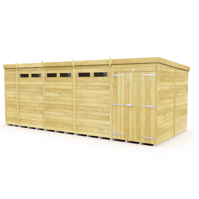 Holt 18' x 8' Pressure Treated Shiplap Modular Pent Security Shed | Sheds.co.uk