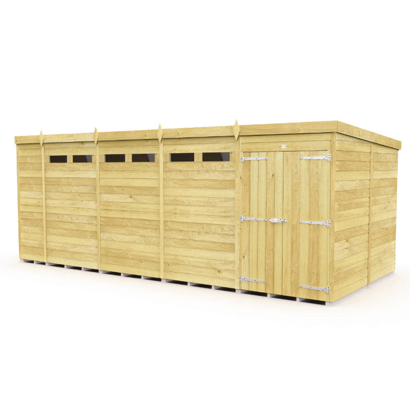 Holt 19' x 8' Pressure Treated Shiplap Modular Pent Security Shed | Sheds.co.uk