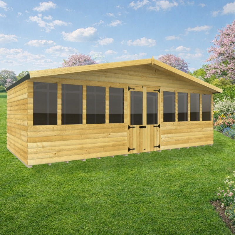 Holt 20' x 10' Ultimate Loglap Pressure Treated Summer House With Installation | Sheds.co.uk
