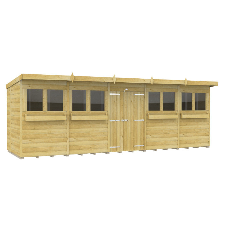 Holt 20' x 6' Handsworth Loglap Pressure Treated Pent Summer Shed | Sheds.co.uk