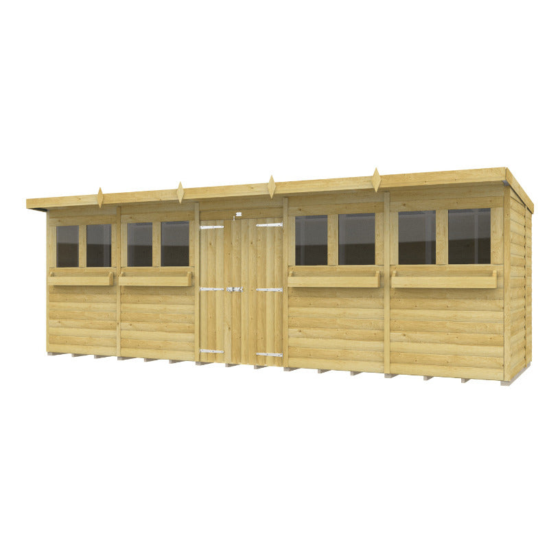 Holt 20' x 6' Handsworth Loglap Pressure Treated Pent Summer Shed | Sheds.co.uk
