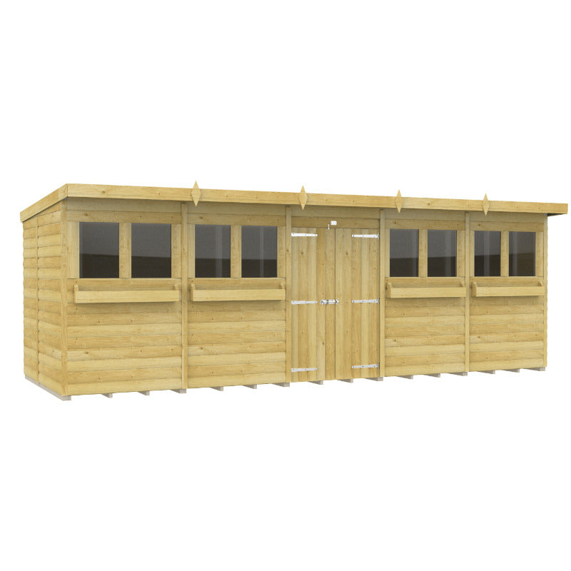 Holt 20' x 7' Handsworth Loglap Pressure Treated Pent Summer Shed | Sheds.co.uk