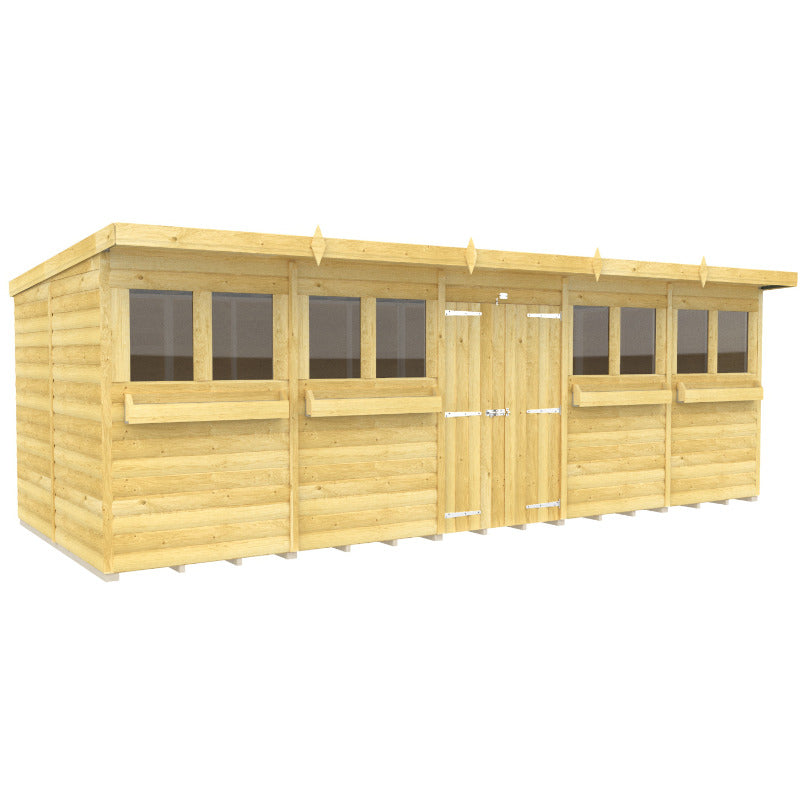 Holt 20' x 8' Handsworth Loglap Pressure Treated Pent Summer Shed | Sheds.co.uk