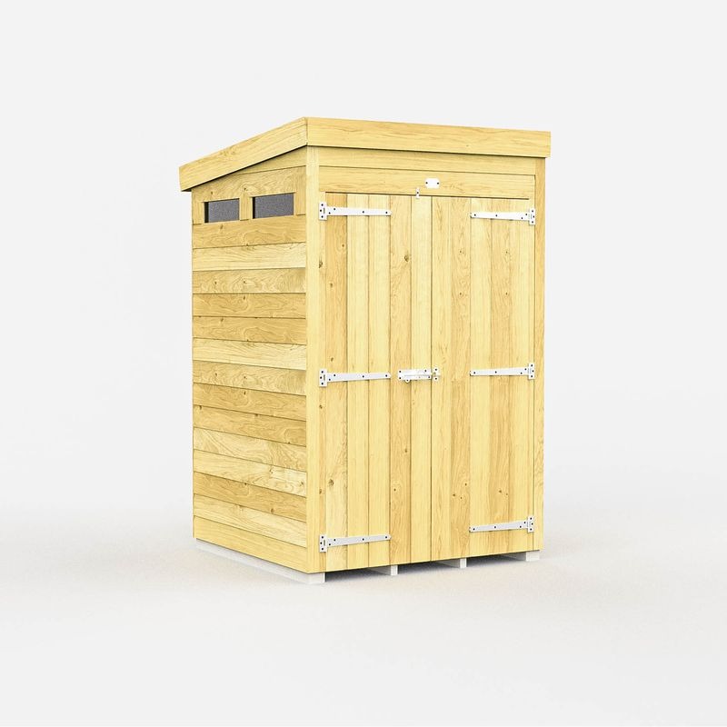 Holt 4' x 4' Pressure Treated Shiplap Modular Pent Security Shed | Sheds.co.uk