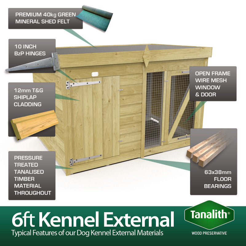 Holt 6' x 6' Pressure Treated Shiplap Dog Kennel And Run | Sheds.co.uk