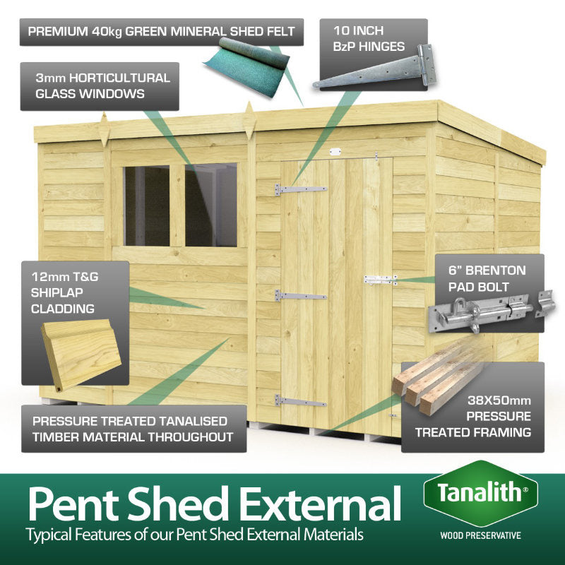 Holt 7' x 9' Pressure Treated Shiplap Modular Pent Shed | Sheds.co.uk