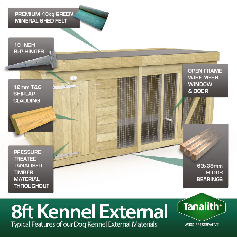 Holt 8' x 6' Pressure Treated Shiplap Dog Kennel And Run | Sheds.co.uk