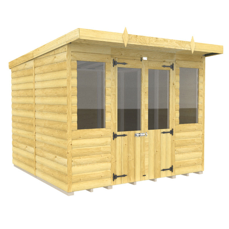 Holt 8' x 8' Alexander Loglap Pressure Treated Pent Summer House | Sheds.co.uk