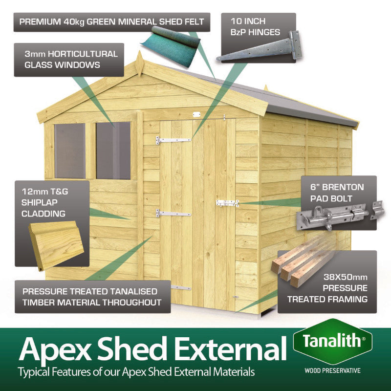 Holt 7' x 5' Pressure Treated Shiplap Modular Apex Security Shed | Sheds.co.uk