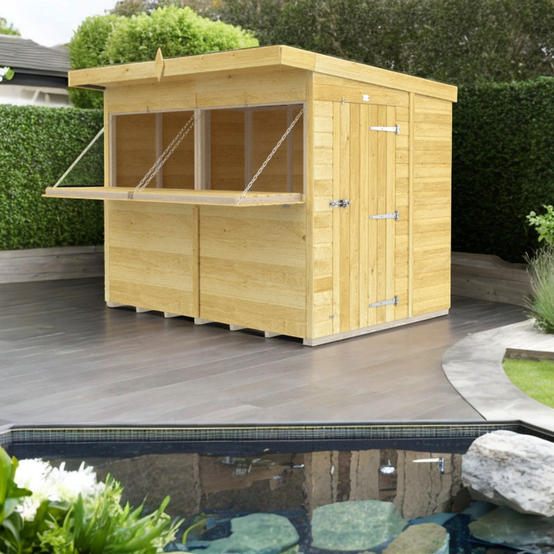 Holt 8' x 8' Pressure Treated Shiplap Garden Bar Shed With Serving Hatch | Sheds.co.uk