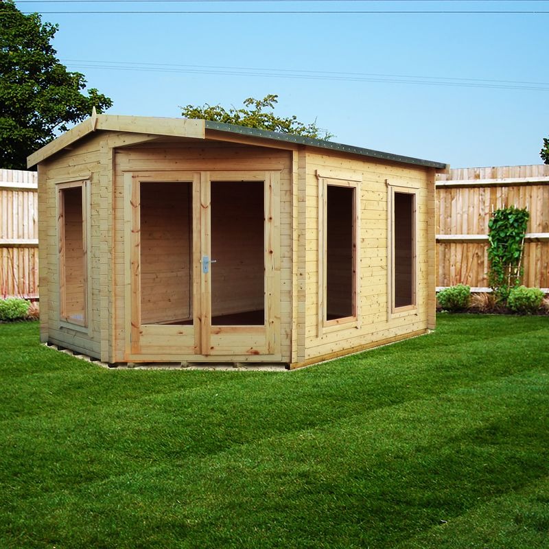 Loxley 4.4m x 3.2m Tiverton Log Cabin - 28mm | Sheds.co.uk