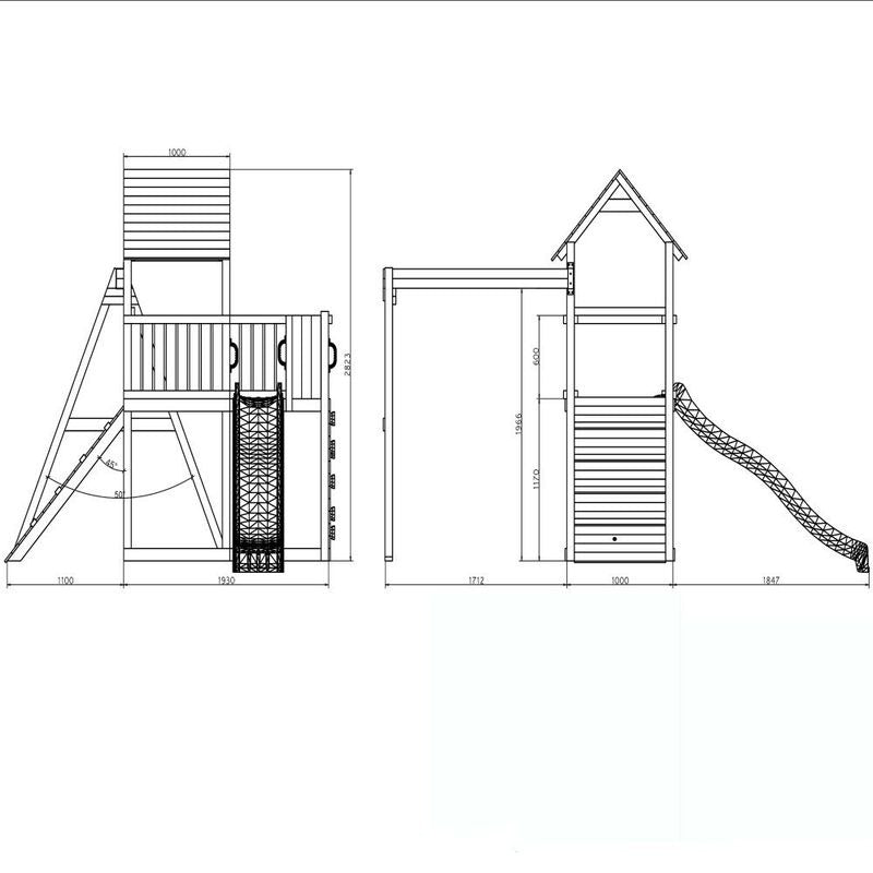 Loxley 10' x 15' Climbing Frame Fortress With Swing & Slide | Sheds.co.uk