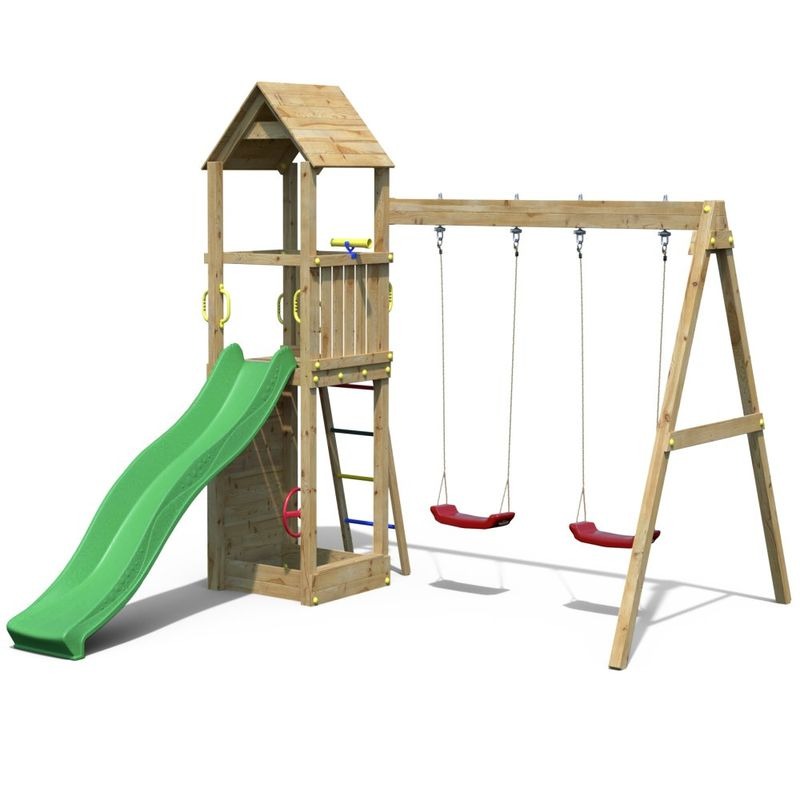 Loxley 12' x 10' Climbing Frame With Double Swing & Slide | Sheds.co.uk
