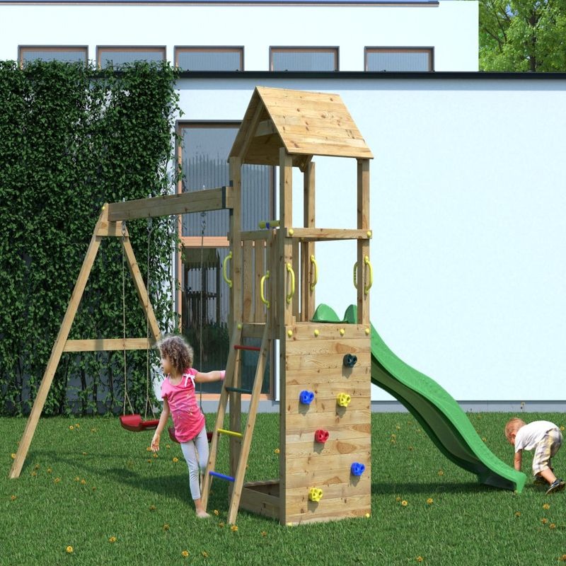 Loxley 12' x 10' Climbing Frame With Double Swing & Slide | Sheds.co.uk