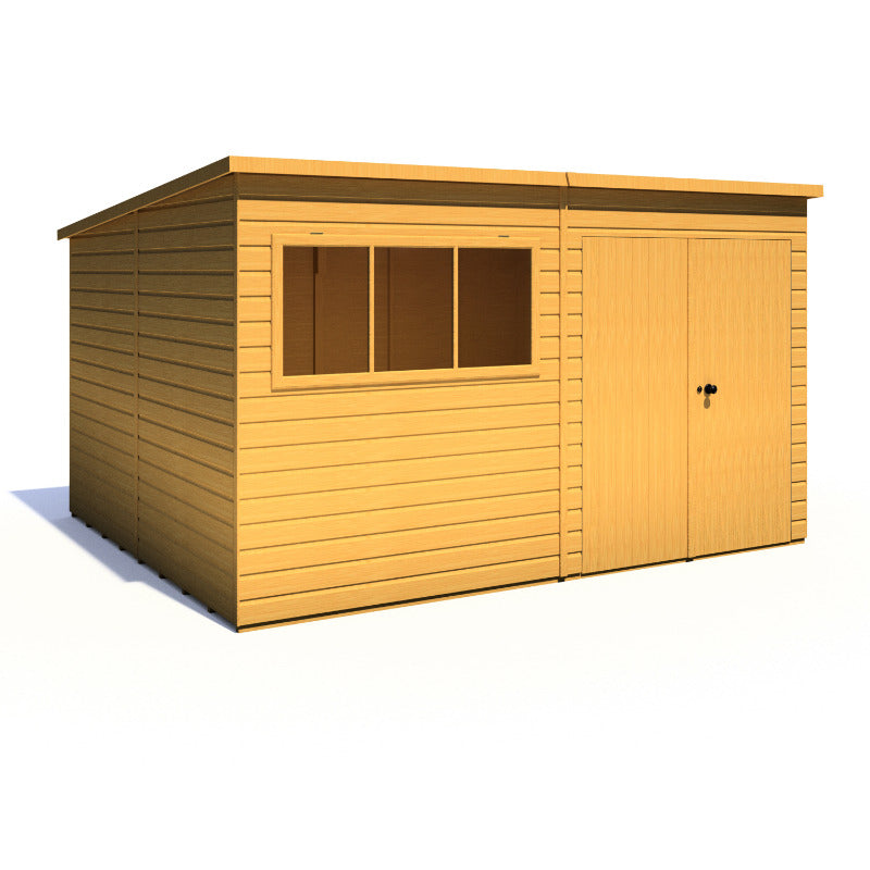 Loxley 12' x 10' Double Door Premium Shiplap Pent Shed | Sheds.co.uk