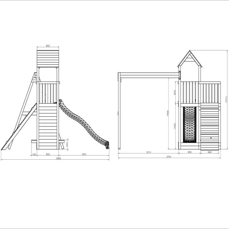 Loxley 12' x 13' Climbing Frame With Double Swing & Slide | Sheds.co.uk