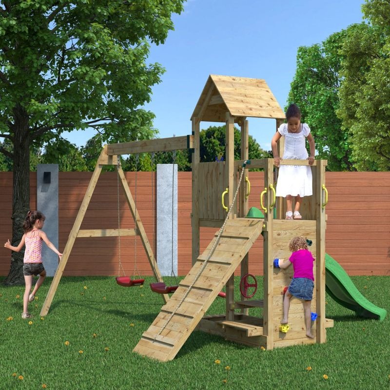 Loxley 12' x 13' Climbing Frame With Double Swing & Slide | Sheds.co.uk