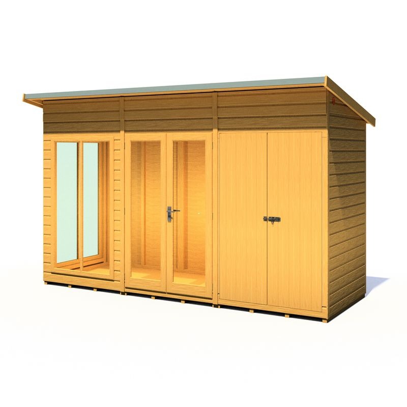 Loxley 12' x 4' Stanton Summer House With Side Shed | Sheds.co.uk