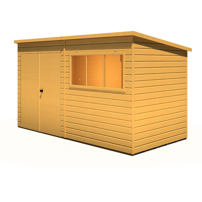 Loxley 12' x 6' Double Door Premium Shiplap Pent Shed | Sheds.co.uk