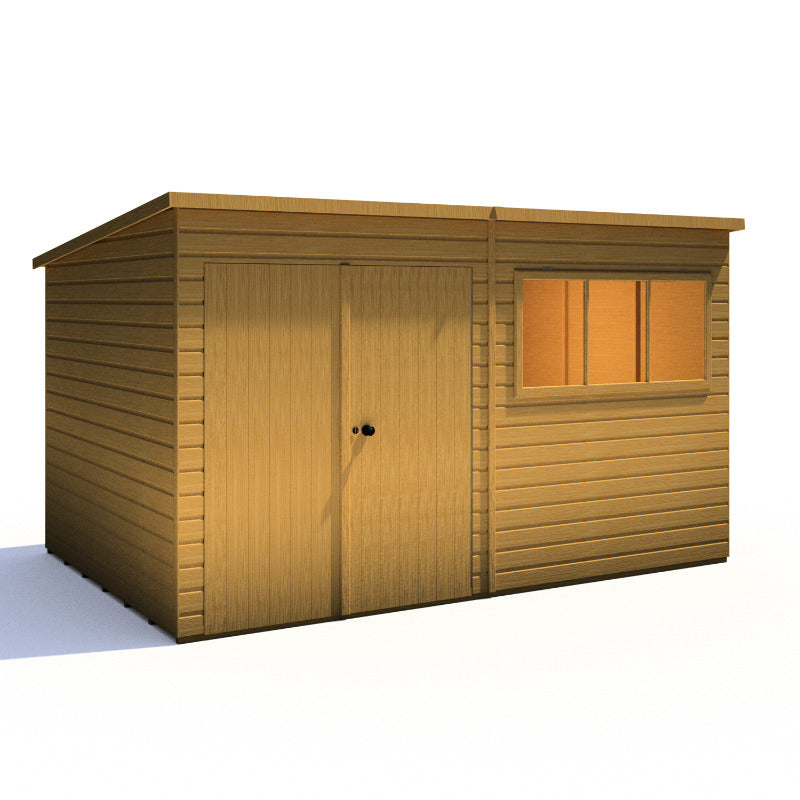 Loxley 12' x 8' Double Door Premium Shiplap Pent Shed | Sheds.co.uk