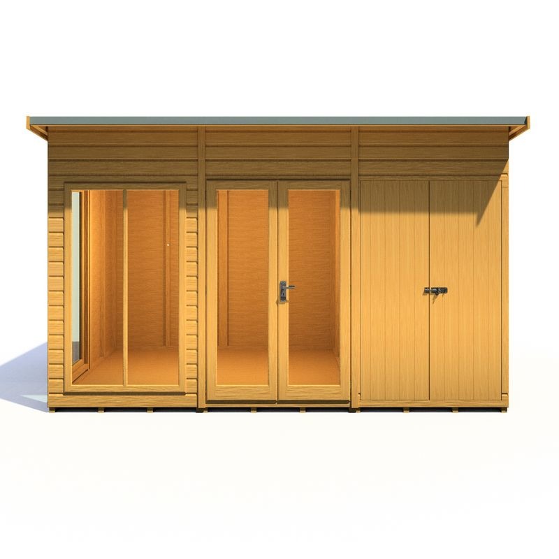 Loxley 12' x 8' Stanton Summer House With Side Shed | Sheds.co.uk