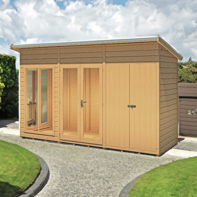 Loxley 12' x 4' Stanton Summer House With Side Shed | Sheds.co.uk
