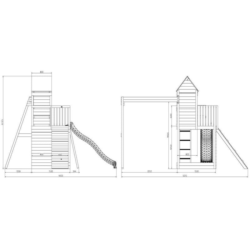 Loxley 14' x 16' Climbing Frame With Double Swing & Slide | Sheds.co.uk