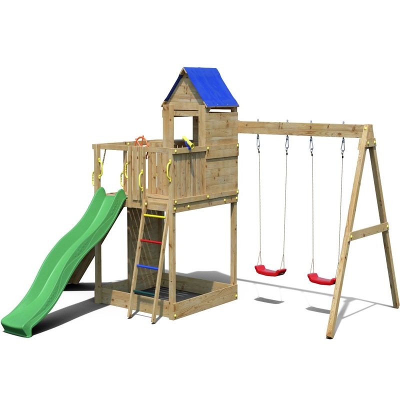 Loxley 14' x 16' Climbing Frame With Double Swing & Slide | Sheds.co.uk