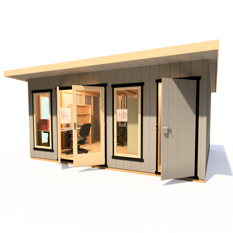 Loxley 16' x 12' Wembley Insulated Garden Room With Side Shed | Sheds.co.uk