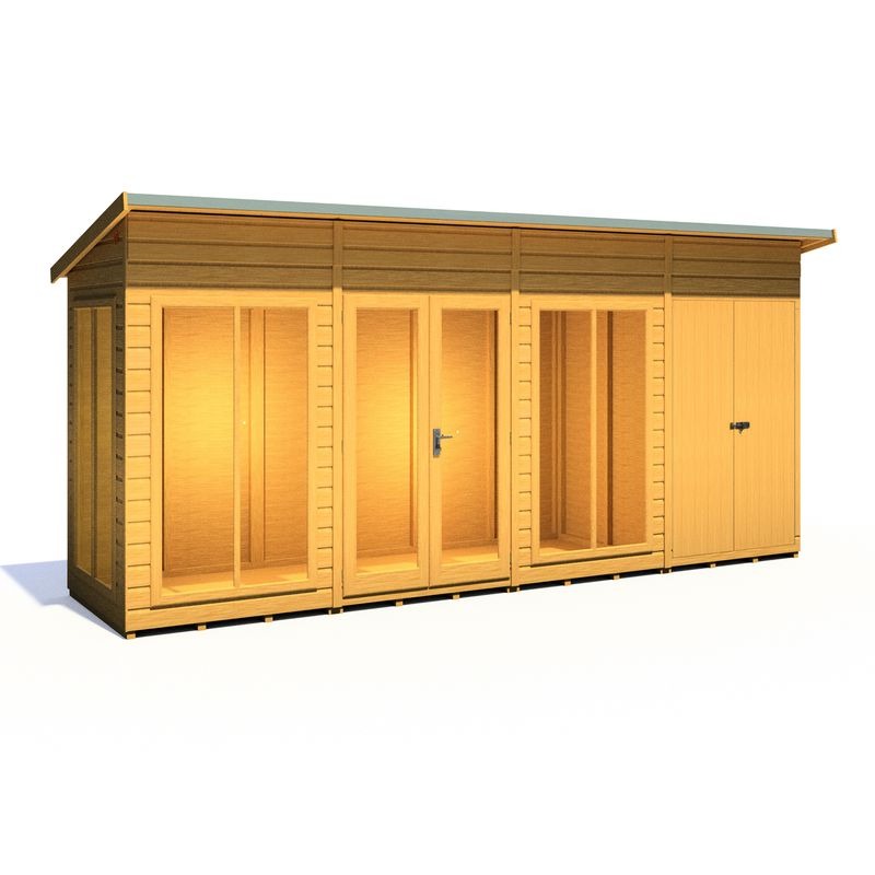 Loxley 16' x 4' Stanton Summer House With Side Shed | Sheds.co.uk